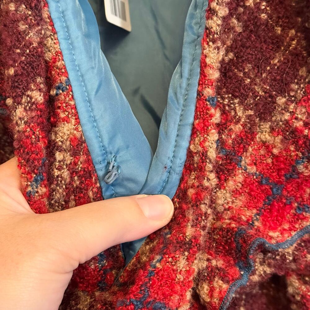 Anthropologie Tabitha Moretown Plaid Wool Jacket  Size 0 Red Casual Workwear NWT - Picture 6 of 8